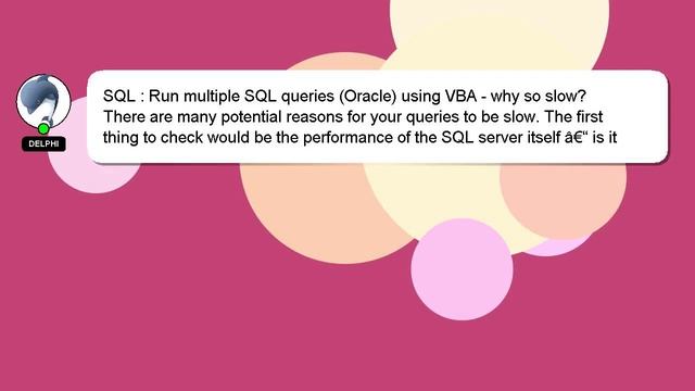 SQL : Run multiple SQL queries (Oracle) using VBA - why so slow? смотреть онлайн
