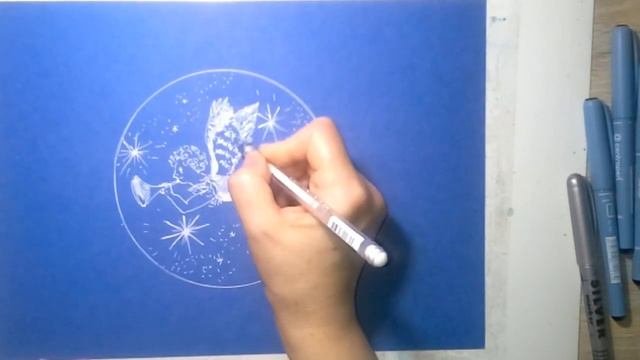 Учимся рисовать ГРАФИКА Рождественский АНГЕЛ гелевая ручка. Draw a Christmas ANGEL gel pen. смотреть онлайн