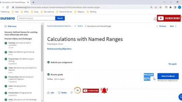 Excel Fundamentals for Data Analysis | Week 3 | All Solutions | Coursera | Free Certificate in Exce
