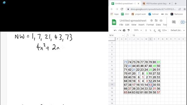 Project Euler Problem 28 - Number Spiral Diagonals смотреть онлайн