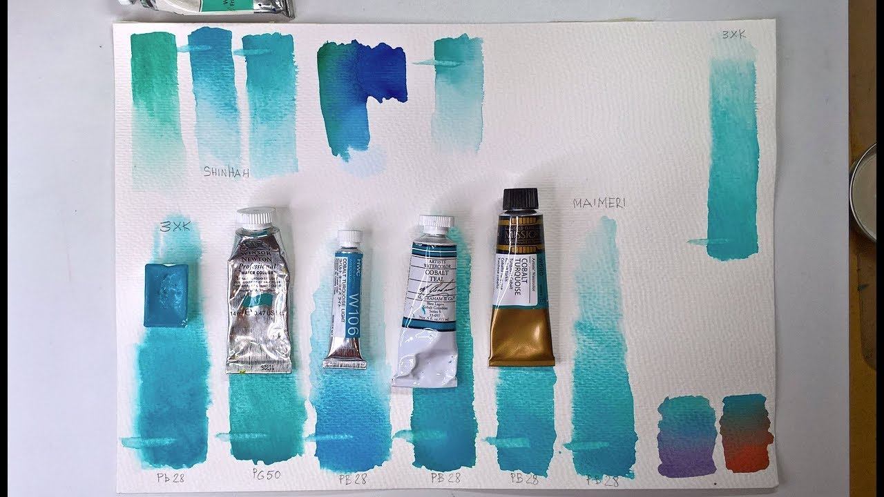 Акварельные краски. Бирюзовые. смотреть онлайн