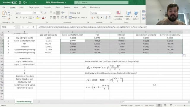 Multicollinearity tests: Farrar-Glauber and Haitovsky (Excel) смотреть онлайн