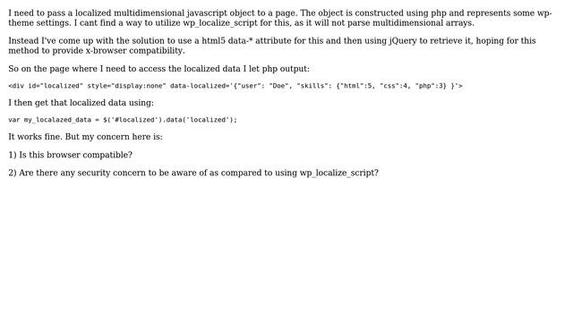 Wordpress: security concerns if using html data-\* attribute for l10n? смотреть онлайн