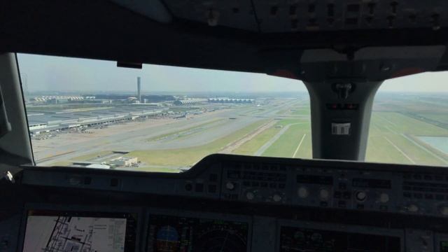 Airbus A350 Cockpit View Landing In Bangkok Suvarnabhumi Airport BKK
