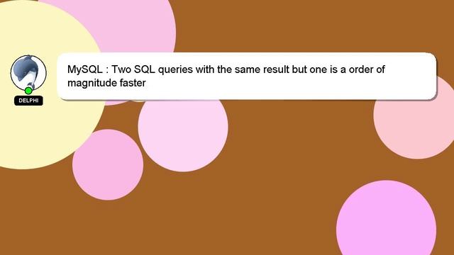 MySQL : Two SQL queries with the same result but one is a order of magnitude faster смотреть онлайн