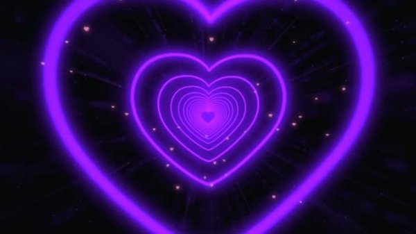 Beautiful ?Purple Heart Background ✨Neon Lights Love Heart Tunnel Loop [2 Hours]