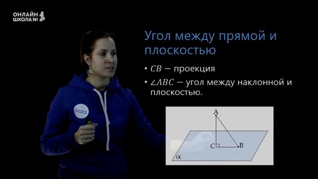 Угол между прямой и плоскостью. Видеоурок 9. Геометрия 10 класс смотреть онлайн