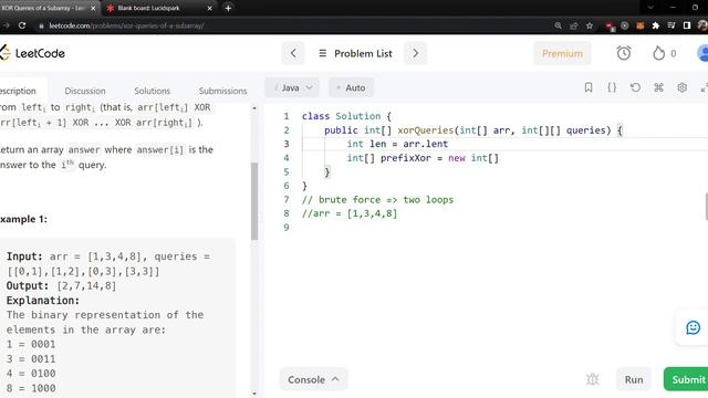 XOR Queries of a Subarray - LeetCode 1310 смотреть онлайн
