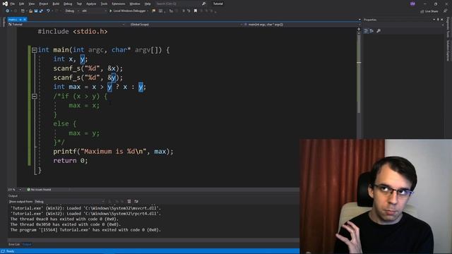 The conditional operator (or ternary operator) in C смотреть онлайн