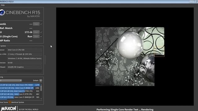 Intel Core i3-530 2.93GHz Cinebench r15 single core and multi core смотреть онлайн
