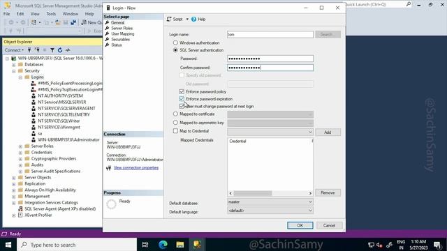 Create SQL User in SQL Server 2022 Database using SSMS смотреть онлайн