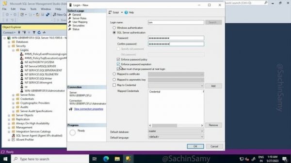 Create SQL User in SQL Server 2022 Database using SSMS