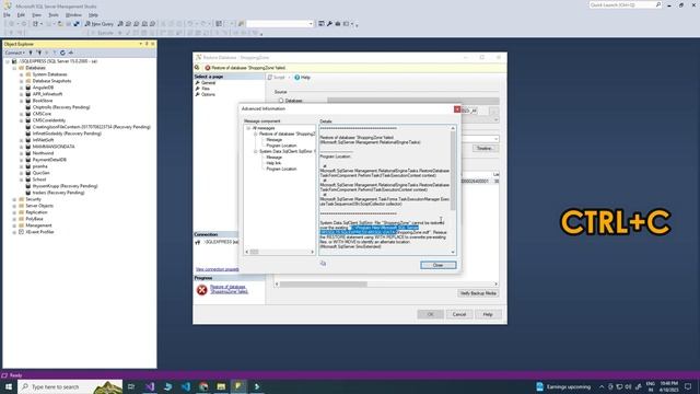 Restore of database failed. File cannot be restored over the existing. -[SOLVED] смотреть онлайн