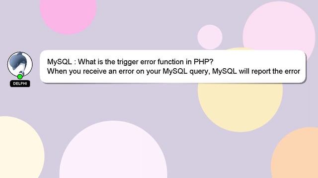 MySQL : What is the trigger error function in PHP? смотреть онлайн