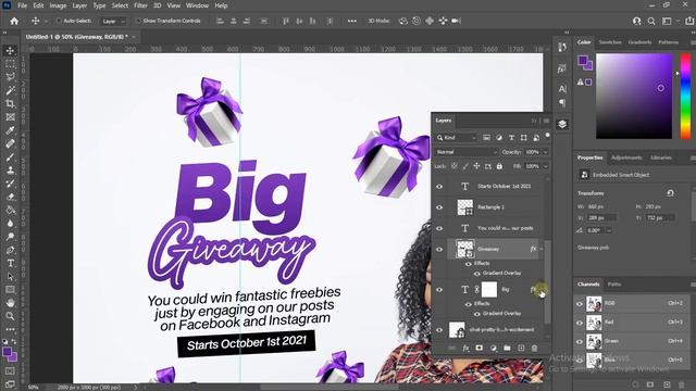 How to design a Social Media Poster for Online promotions II Photoshop Tutorial смотреть онлайн