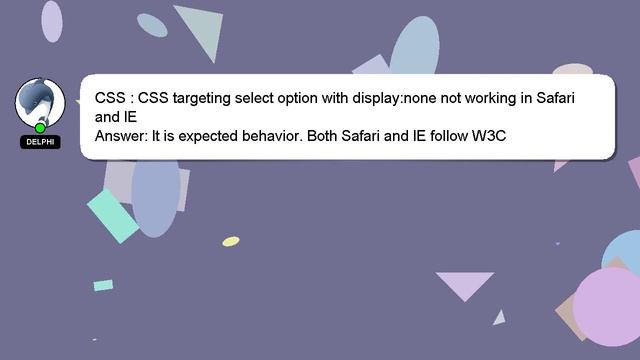 CSS : CSS targeting select option with display:none not working in Safari and IE смотреть онлайн