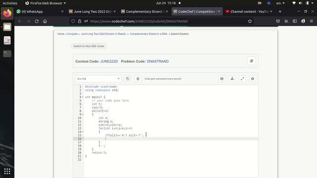 Complementary Strand in a DNA Problem Code: DNASTRAND смотреть онлайн