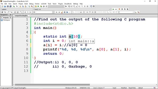 C programming output checking-08 || Example of static array смотреть онлайн