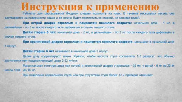 Имодиум (таблетки): Инструкция по применению
