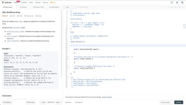 Google Coding Interview Question | Leetcode 384 | Shuffle an Array смотреть онлайн