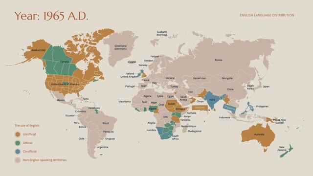 The Spread Of English Language: World Map Timelapse