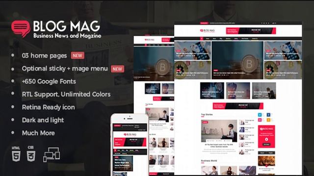 Blog Mag Bootstrap Business News and Magazine Responsive Template | Themeforest Website Templates
