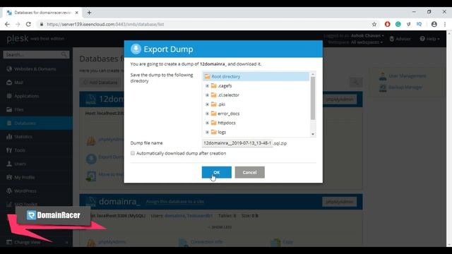Backup and Restore MYSQL Database in Plesk: DomainRacer смотреть онлайн