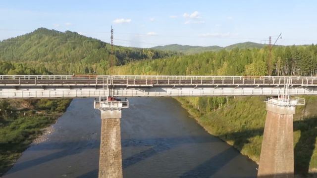 Вид из окна поезда - Река Амазар пгт. Амазар Забайкальский край