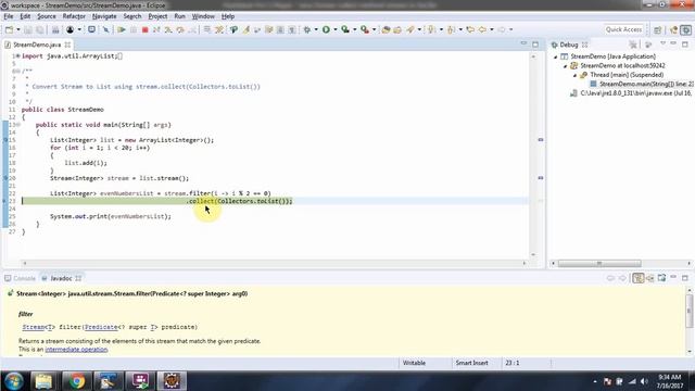 How to convert Stream to List using collect method of Java 8 Stream? | Streams in Java 8 смотреть онлайн