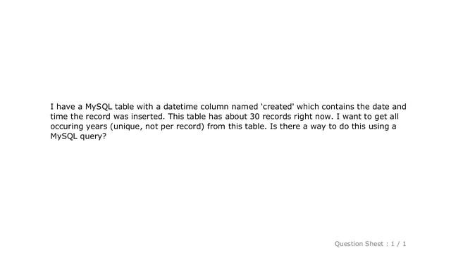 MySQL : Get all unique years from a date column using SQL (MySQL) смотреть онлайн