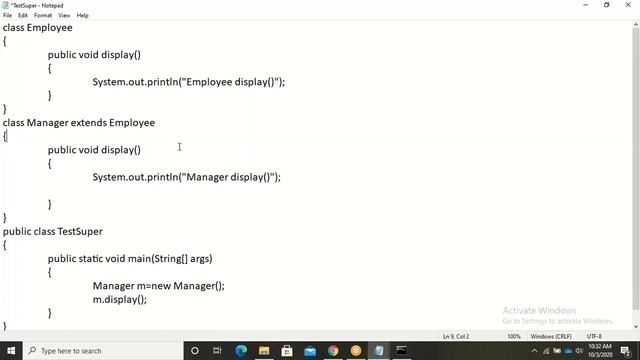 Super keyword with parent method in java смотреть онлайн