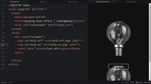 Glowing Bulb Effect using only HTML & CSS смотреть онлайн
