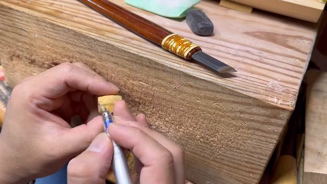 【wood Carving Netsuke】木彫根付　銀杏ginkgo【wood Art】
