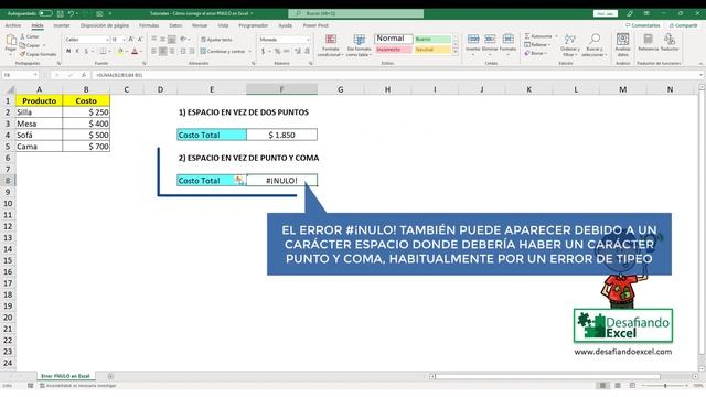 ¿Cómo CORREGIR el ERROR #¡NULO! en Excel? | Tutoriales de Excel #43 смотреть онлайн