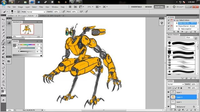 Photoshop Speedpaint: Robo Jumper/claw Bot Sketching Practice.