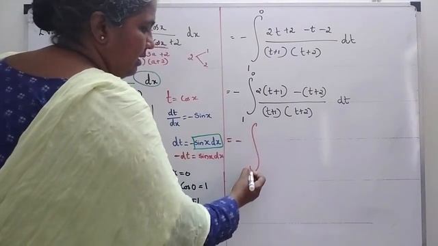 Integral - Integrate sin x cos x/cos^2 x + 3 cos x + 2 dx from 0 to Pi/2 смотреть онлайн