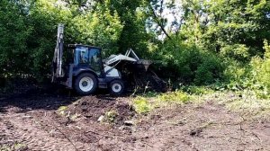 Планировка участка экскаватором-погрузчиком TEREX 860 SX. Расчистка заброшенного участка. Часть 2