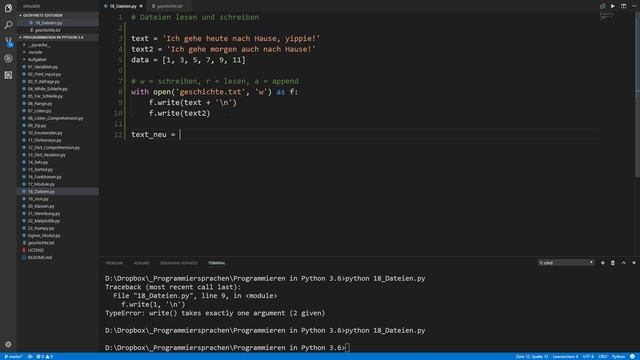 Programmieren in Python 3.6 (18): Lesen und Schreiben in Dateien смотреть онлайн