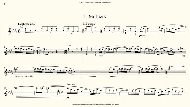 Alexandre Tcherepnine: Sonatine sportive for saxophone - piano accompaniment 442Hz смотреть онлайн