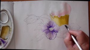 Как нарисовать рисунок на пасху.  Кулич. Акварель для начинающих