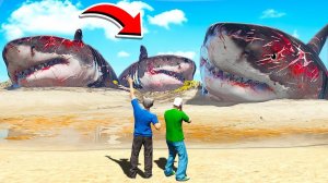 УДАЛИЛИ ВСЮ ВОДУ И НАШЛИ ТРЁХ ОГРОМНЫХ МЕГАЛОДОНОВ! САМАЯ БОЛЬШАЯ АКУЛА  ГТА 5 МОДЫ МУРКА