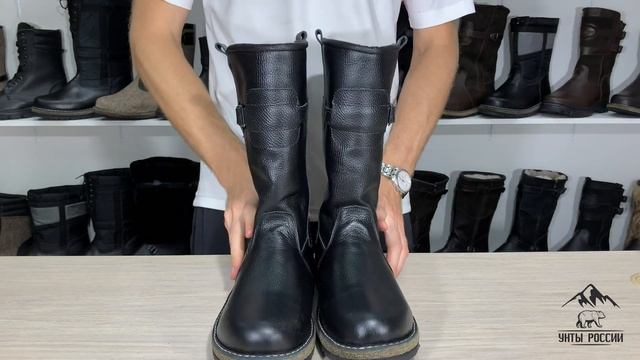 Унты России - монголки мужские натуральные черные, войлочнорезиновая подошва, код 60004 смотреть онлайн