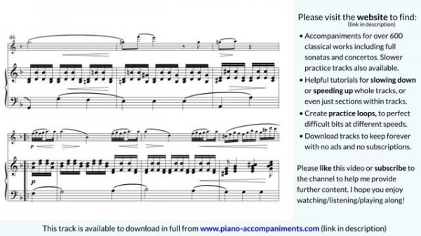 Gluck Dance of the Blessed Spirits - Piano accompaniment - play along track for flute