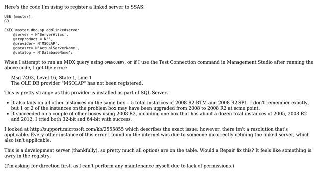Databases: How to fix "The OLE DB provider "MSOLAP" has not been registered"? (2 Solutions!!) смотреть онлайн