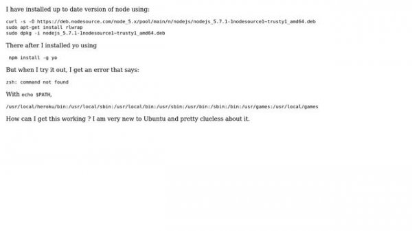 Ubuntu: zsh: command not found after npm install in ubuntu