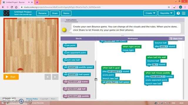 Bounce Ball Project in code.org (Easy and Simple) смотреть онлайн