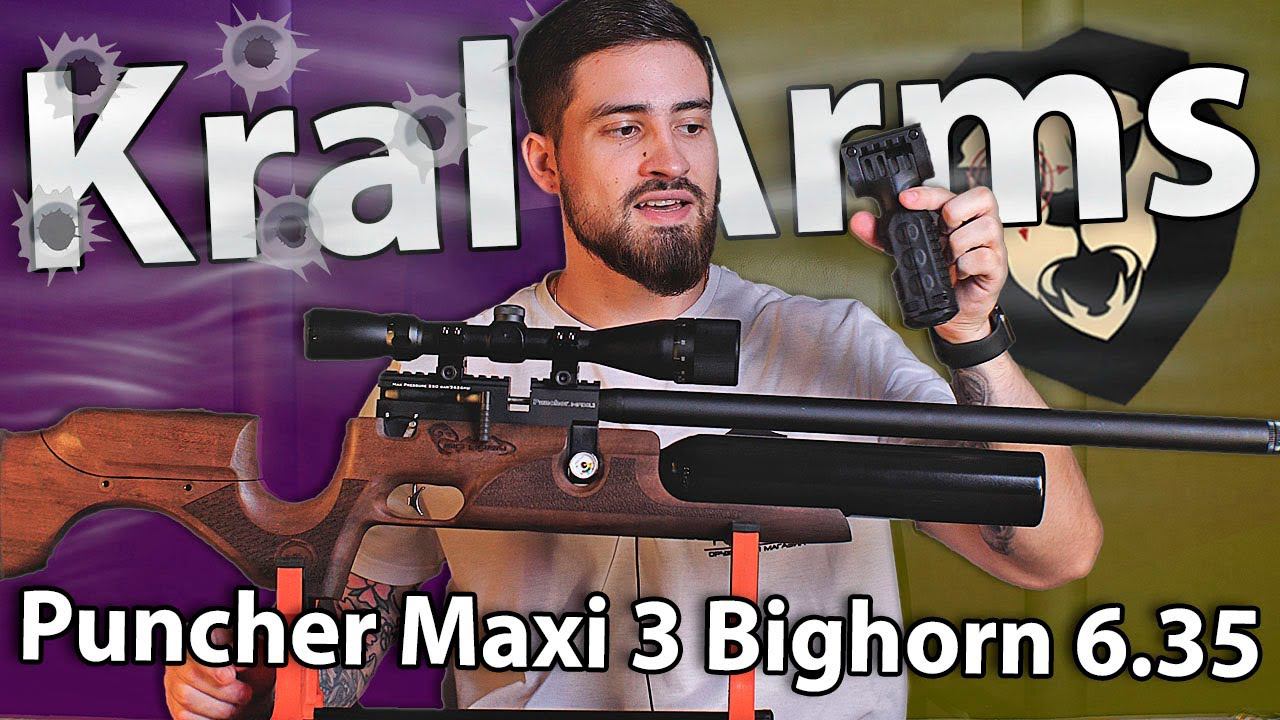 PCP Kral Puncher Maxi 3 Bighorn 6.35 мм орех видео обзор