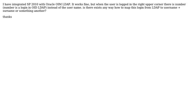 Sharepoint: How to map user login to another properties from Oracle OIM LDAP? смотреть онлайн