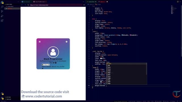 Building an User Profile Card Design Using HTML & CSS смотреть онлайн