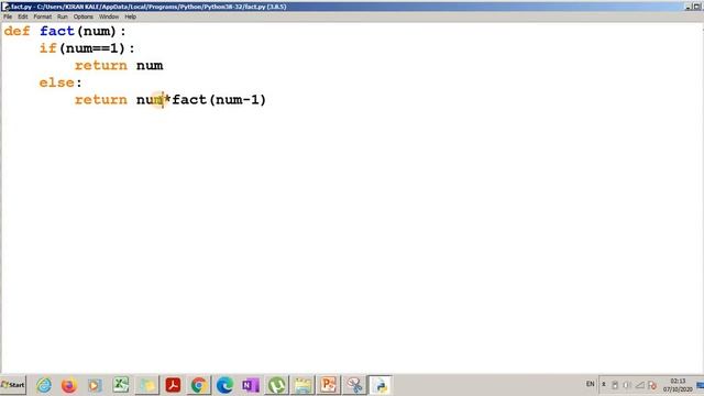 How to find factorial of any number using recursive function in python? смотреть онлайн